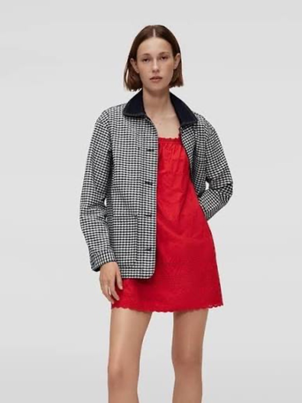 Gap × DÔEN Gingham Denim Jacket (XS - oversized fit)